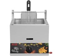 Commercial Countertop Gas Fryer, Single/Double Cylinder, Stainless Steel LPG Fryer for Home and Commercial, Adjustable Firepower, with Baskets and Lids, for Chips Donuts Fish, Easy Clean A