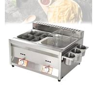 Commercial Countertop LPG Gas Deep Fat Fryer, Dual Tanks with Baskets, Stainless Steel, Large Capacity for French Fries, Chicken, Home Kitchen or Restaurant Use, 2-in-1 Double Fryer