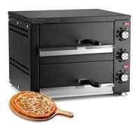 Commercial Countertop Pizza Oven with Adjustable Temperature and Timer, Double Decker Design for Restaurant and Home Baking