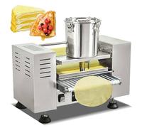 Commercial Crepe Machine with Conveyor Belt, Adjustable Temperature & Speed, Non-Stick Stainless Steel Plate, 4-9” Crepe Diameter, Adjustable Thickness, for Cake, Tortilla, Pizza, Pancake - for Bakery
