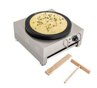 Commercial Crepe Maker, 16 Inch 1650W Electric Pancake Maker with Drawer Type Residue Tray, Nonstick Crepe Machine with Crepe Spreader, 50-300℃ Adjustable Temp Control
