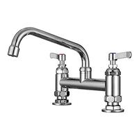 Commercial Deck Mount Kitchen Sink Faucet - 7" Center Tap with 8" Swing Nozzle & Spout - Heavy Duty Mixer for Restaurants Bars & Food Trucks
