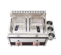 Commercial Deep Fat Fryer 20L Double Cylinder GasFryer, Professional Commercials Stainless Steel GasFryer with Basket Scoop for Commercials Restaurant Countertop Food Cooking