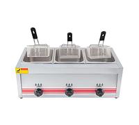 Commercial Deep Fat Fryer Large Capacity 10/20/30L GasFryer, Stainless Steel LPG Deep Fryer for Home and Commercials, Adjustable Firepower, with Baskets and Lids, for French Frie