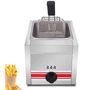 Commercial Deep Fat Fryer Professional LPG GasFryer, Stainless Steel Fryer with Frying Baskets and Lids, for Commercials Kitchens, Restaurants and Homes, Single Cylinder, 10L