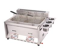 Commercial deep fryer 16L Double Tanks Gas, Stainless Steel High Capacity Professional Gas Countertop Kitchen Frying Machine For Fry ?Restaurants Supermarkets Fast Food Stands (16L+2Xbasket