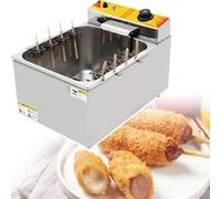 Commercial Deep Fryer, 1900W Automatic 12L Hot Dog and Corn Dog Fryer, 8-Piece Sausage Grill Machine for Restaurant and Home Use