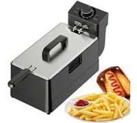 Commercial Deep Fryer 220V 2000W, 5L/10L Capacity, Adjustable Temperature 60-200℃, Includes Basket & Lid, Easy Clean, Overheating Protection