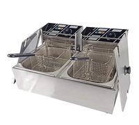 Commercial Deep Fryer 2x10L Double Tank Deep Fat Fryer Stainless Steel Chip Fryer 2500W+2500W with Lids