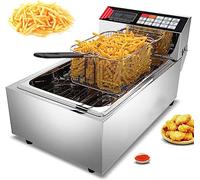 Commercial deep fryer Electric With Removable Basket And Temperature Setting, Stainless Steel Single Tank Oil For Fast Food Cooking, Includes Heating Element And Faucet