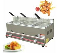 Commercial deep fryer Fat Basket Gas Manual Temperature Adjustment Stainless Steel Infrared Energy-Saving With Removable Basket Chip Fast Heating~/