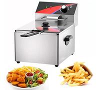 Commercial deep fryer Fat Single Double Cylinder, Fat With Removable Basket And Heating Element, Non-Slip - Adjustable Thermostat Control (Color : 8L)