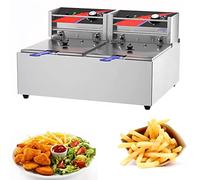 Commercial deep fryer Fat Single Double Cylinder, Fat With Removable Basket And Heating Element, Non-Slip - Adjustable Thermostat Control (Color : 6Lx2)