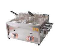 Commercial deep fryer Gas, 10L+10L Stainless Steel Countertop Lpg For French Fries, Restaurant And Home Kitchen Use