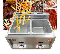 Commercial deep fryer Gas 12L/3 Gal 2 Well Stainless Steel Natural Gas/Propane Food Warmer Steamer Heater