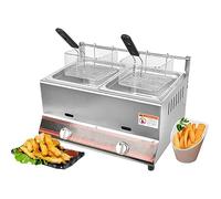 Commercial deep fryer Gas, 6L/12L Stainless Steel With High Capacity, Professional Gas Worktop Kitchen Frying Machine, Double For The Restaurant Home Kitchen, Double Cylinder