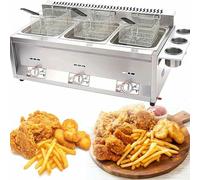 Commercial deep fryer Gas, Countertop Stainless Steel Gas Machine, Adjustable Firepower, Efficient And Energy Saving, Large Capacity, For Home Restaurants Kitchen~/
