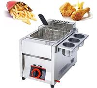Commercial deep fryer Gas Countertop, Stainless Steel Single Tank Double Tank Kitchen Machine, Lpg Gas With Basket For French Fries, Turkey Donuts Restaurant (Style1)