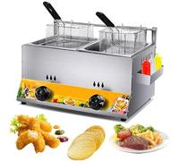 Commercial deep fryer Gas Professional Gas, Stainless Steel Desktop Kitchen Restaurant, Double Tank With Basket, Independent Switch,3Tank Gas (2Tank)