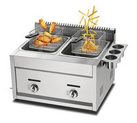 Commercial deep fryer Gas Professional Lpg With Removable Baskets And Seasoning Trough Adjustable Firepower Stainless Steel For Fries Donuts Fish (Gas 22L)