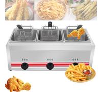 Commercial Deep Fryer Gas Stainless Steel Countertop With Baskets Independent Fire For Cooking French Fries Home Kitchen Restaurant Use