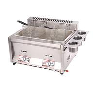 Commercial deep fryer Professional Gas, Stainless Steel Lpg, Freestanding Temperature Control, Adjustable Firepower, With Baskets And Lid, Easy To Clean (B 8L+8L)