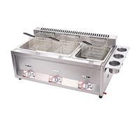 Commercial deep fryer Professional Gas, Stainless Steel Lpg, Freestanding Temperature Control, Adjustable Firepower, With Baskets And Lid, Easy To Clean (B 8L+8L+8L)