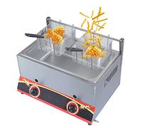 Commercial deep fryer Professional Gas, With Removable Baskets And Lid, Adjustable Firepower, Thick Stainless Steel Multi-Function Gas, For Chips Donuts Fish