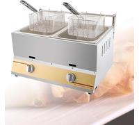 Commercial Deep Fryer - Stainless Steel Deep Fat Fryer with Adjustable Temperature and Removable Basket - Non-Slip Easy Clean