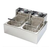 Commercial deep fryer Stainless Steel Electric Double Tank 6L*2 Oil Volume 2500Wx2 Can Be Timed 220V,Silver