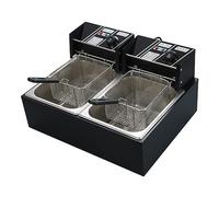 Commercial deep fryer Stainless Steel Electric Double Tank 6L*2 Oil Volume 2500Wx2 Can Be Timed 220V,Black