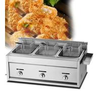 Commercial Deep Fryer, Stainless Steel LPG Gas Countertop with Basket and Lid - Ideal for Home Kitchen and Restaurant Use