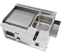 Commercial Deep Fryer with Griddle - Gas Propane Flat Top Griddle for Outdoor Cooking - Multi-Function Griddle with Lid and Basket for Kitchen and Restaurant Use