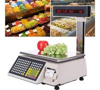 Commercial Digital Counting Scales(Double Sided Display), 15kg/33lbs LCD Display, with Post Display and Printer, for Supermarkets Meat Deli Market Food