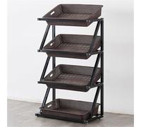 Commercial Display Shelf 4/5 Tier Supermarket Fruit Vegetable Organizer with Baskets for Kitchen Store Retail