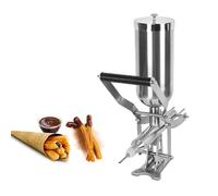 Commercial Donut-Filling Machine, 5L Manual Filling Machine Cream Jam Filling Machine, Stainless Steel Donut Churro Filler with 1 Long Nozzle & 3 Short Nozzles for Kitchen Bakery,A