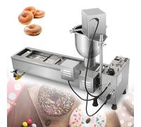 Commercial Donut Making Machine, Automatic Single Row Fryer with 7L Hopper, 3 Size Molds, Stainless Steel, for Bakery Shop
