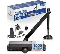 Commercial Door Closer FS-7600B - Black Adjustable Grade 1 Commercial Standard Automatic Door Closing Mechanism - ADA Compliant - Aluminium Finish - Medium Traffic Areas - UL Listed
