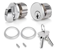 Commercial Door Lock Replacement, Cylinder Lock & Key & Thumbturn Set Repair for Storefront Door Commercial Door Mortise Door Lock, in Aluminum (1 Set, Nickel)