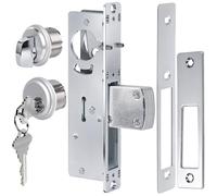 Commercial Door Locks with Cylinder Lock & Key & Thumbturn & Swing Deadbolt Set, Storefront Door Locks Mortise Door Lock Replacement for Aluminum Narrow Stile Doors (1-1/8" Backset, Nickel)