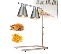 Commercial Double-Head Food Heat Lamp, 500W Infrared Warmer for Rapid Heating and Insulation, Adjustable Height for Hotel Restaurant Buffet Display