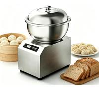Commercial Dough Mixer, Stainless Steel Electric Flour Kneading Machine | 2200W Food Blender Mixer, with Removable Bowl, 30-Min Timer & Bidirectional Mixing, Visible Lid(With heating,8kg)