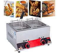 Commercial Dual Fryer, Large Capacity Stainless Steel with Removable Baskets, Adjustable Firepower for Easy Cleaning, Perfect for High-Volume Cooking