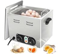 Commercial Egg Boiler 2600W, Stainless Steel Hot Spring Egg Cooker with Mesh Basket, large Capacity Electric Poached Egg Maker with Temperature Control & Timer