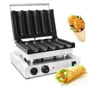 Commercial Egg Roll Machine, 5-Grid 3000W Non-Stick Chicken Roll Maker with Timer & Temp Control for Restaurant Snack Bar