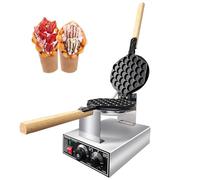 Commercial Eggettes Waffle Machine, 1400W Professional Electric Egg Puff Cone Machine with 180° Rotating, Temperature Range 50-250℃, Bubble Waffle Maker for Restaurant, Kitchen silver