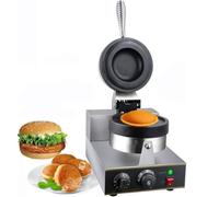 Commercial Electric Burger Waffle Maker, 1300W Nonstick Grill for Hamburger, Dorayaki, Panini, 50-300℃ Adjustable Temperature, Ideal for Home or Restaurant Use