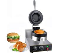 Commercial Electric Burger Waffle Maker, Double-Sided Heating with Temperature Control 50-300℃ & Timer, Stainless Steel Panini Press for Restaurant, Food Truck, Cafe & Bakery