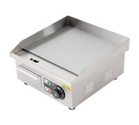 Commercial Electric Countertop 2000W 220V 14 Inch Commercial Electric Griddle Safety Guard Indicators Temperature Range 50-300℃ Stainless Steel Grill for Roadside Stalls, Restaurants, Shops