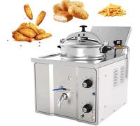 Commercial Electric Deep Fryer, 3000W High Power with Adjustable Temperature 50-200℃ & Timer, faultless for Chicken Fish Pressure Frying in Restaurants